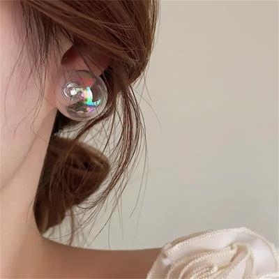 Fashion Clear Ball Acrylic Earrings For Women Accessories Y2k Korean Jewelry Wedding Earring Bijouterie Young Girl Charm
