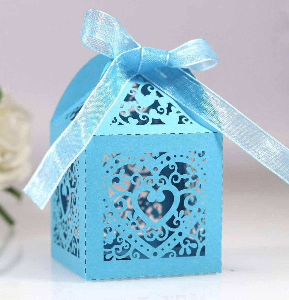 Ivory Heart-Shaped Wedding Candy Box for Chocolates