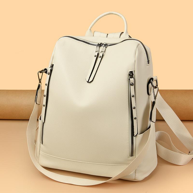 Damen-Rucksack, große Kapazität, Diebstahlschutz, weiches Leder, Reise-Schulter-Umhängetasche