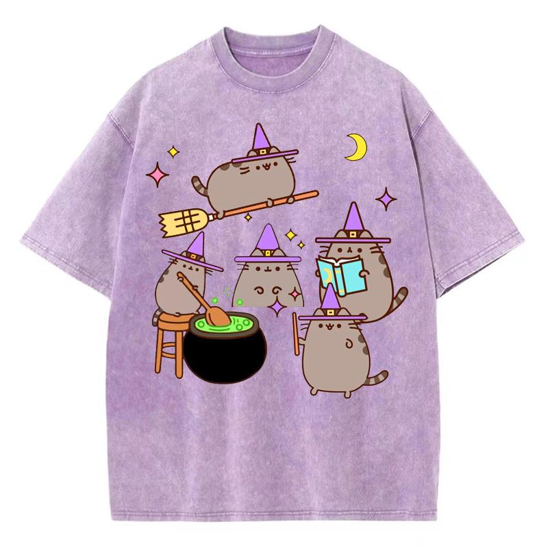 Cartoon Animal Print Style Shirts Men Pattern Cotton T-Shirt Water Wash Vintage Loose Clothing Personality Women's Tshirt