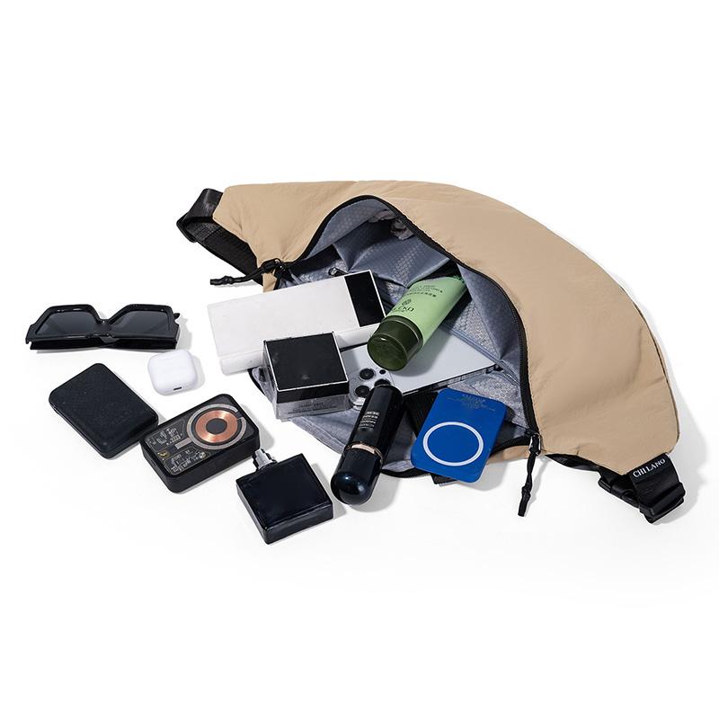 Solid Color Women Chest Bag Lightweight Hobo Bag Men Nylon Large Capacity Shoulder Bag