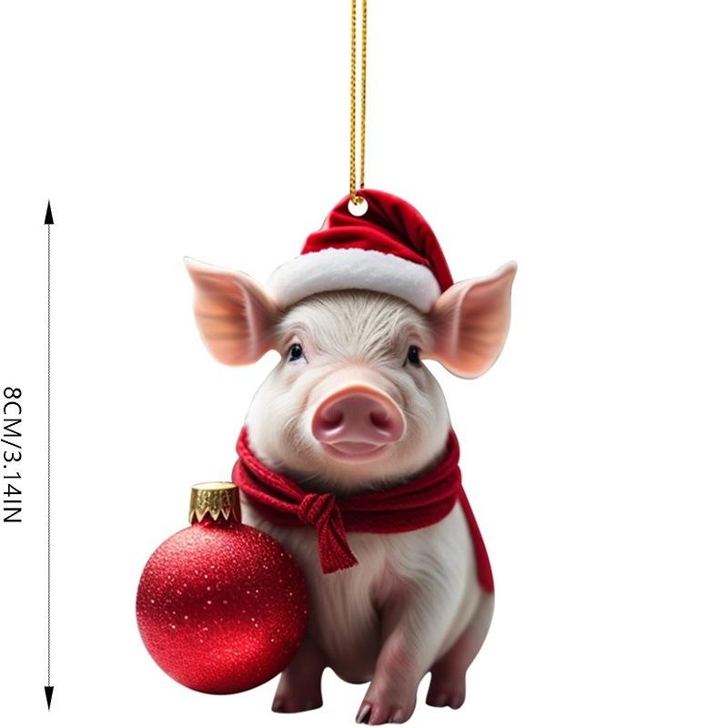 

Мультяшная рождественская идея, милый поросенок, подвеска для рождественской елки, акриловые рождественские украшения, подвеска A10