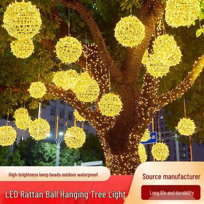 LED Rattan Ball Waterproof Outdoor Hanging Lights - Starry Sky Flashing Festival Decoration