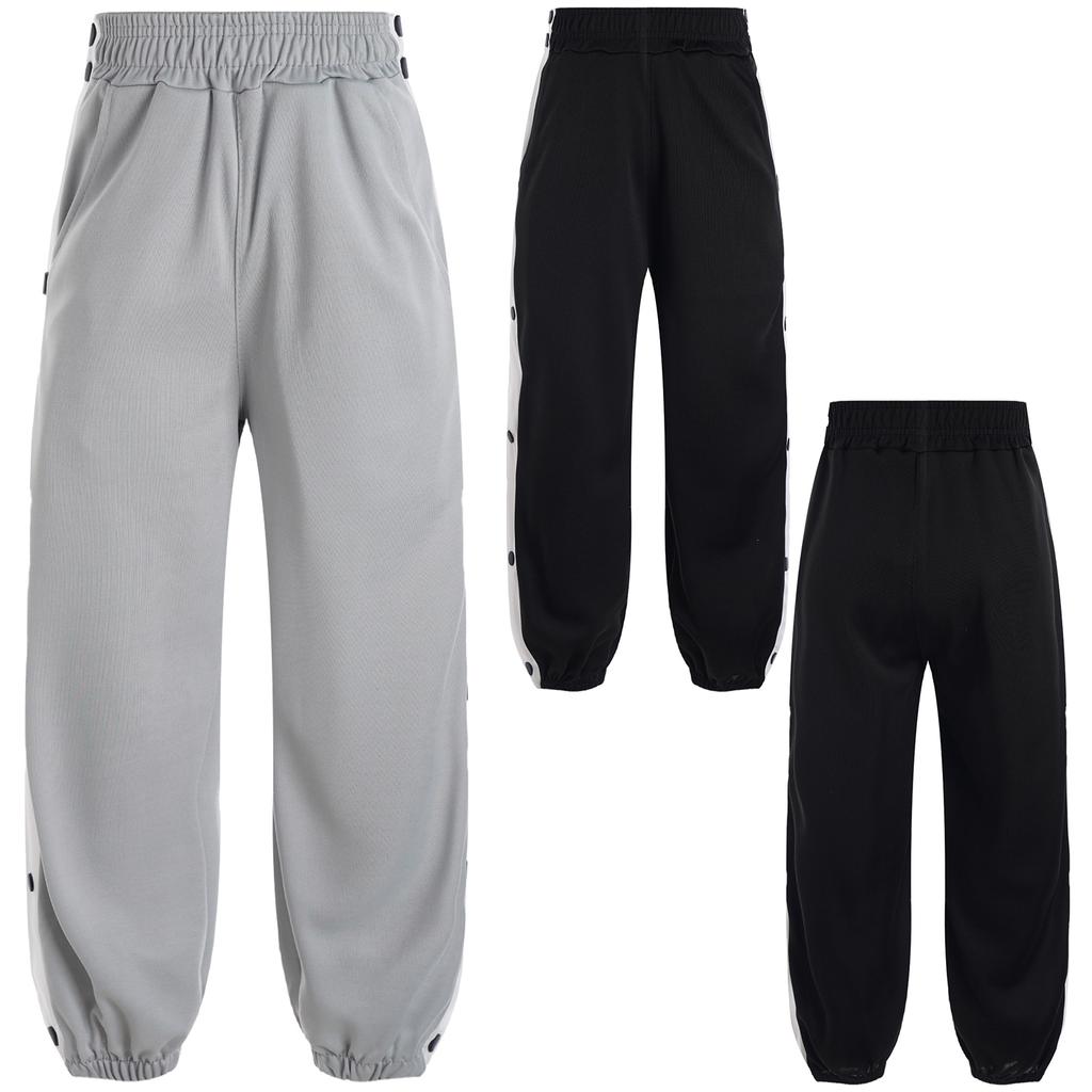 Kids Boys Loose Fit Tear Away Basketball Pants High Side Split Workout Running Casual Sweatpants