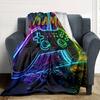 Vibrant Neon Gaming Controller With Colorful Circuitry Background Cozy Personalized Blanket Personalized Text Comfortable Great For Sofa Couch Office