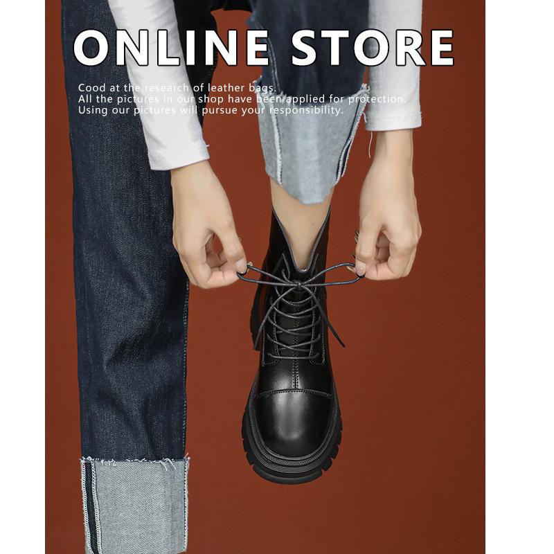 

9 см ботинки мартин женские осень и зима новые небольшие с внутренним увеличением высоты тонкие ботинки на толстой подошве черные короткие ботинки 38