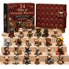 Halloweenská domácí dekorace 24denní adventní kalendář 2026 Mini figurky skotského kravského/koňského/psího Vánoční odpočet Sváteční krabičkový kalendář 2D akryl