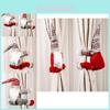 Creative Christmas Santa Plush Doll Window Curtain Tiebacks With Unique Checkered Design