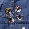 Original Enamel Alloy Brooch Cartoon Black Cat Magician Animal Lapel Pin for Backpack Clothes Decoration Cute Badge Accessory