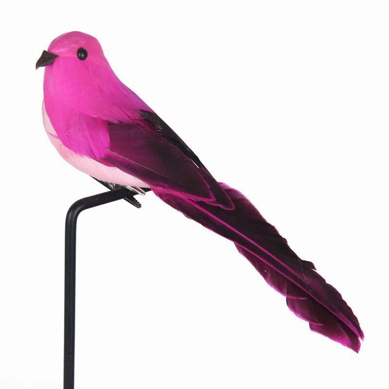 Garden Decoration Colorful Feathered Birds Simulation Birds Garden Tree Branches Decoration Props Foam-bird Feather Bird Decor