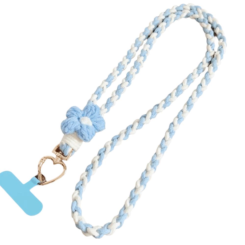 Rainbow Color Phone Woven Chain Detachable Crossbody Lanyard Flowers Phone Lanyard Women Girls