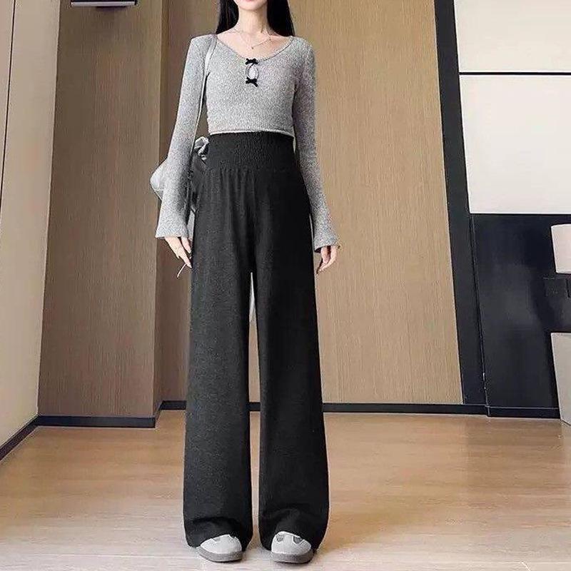 

Maternity Wide-Leg Pants for Petite Women - Lace Trim, Tummy Support, Comfortable, Non-Tight Casual Wear for Spring & Autumn 2XL