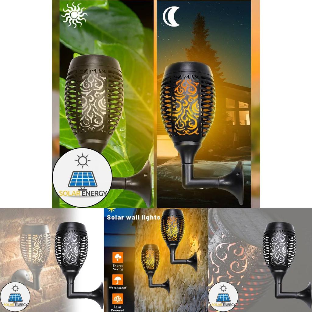 Outdoor Solar Flame Light Led Wall Torch Decoration For Patio And Garden Eu Certified