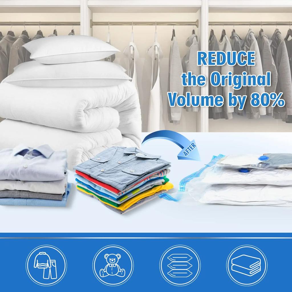 1Set Vacuum Compression Bag With Hand Pump For Clothing Sorting Bedding Space Saving Sealed Bag Combination Wardrobe Organizer