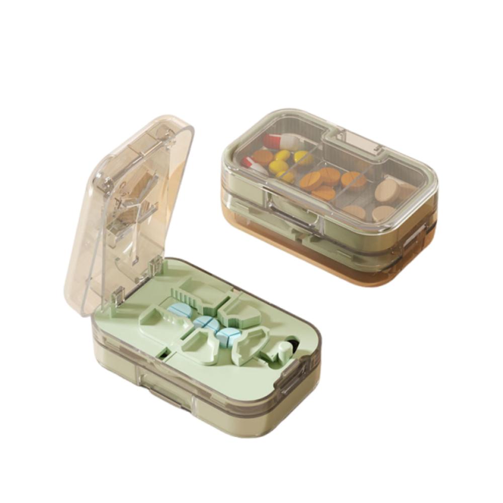 

Precise Cutting Portable Pill Cutter Sealed Dustproof Pill Storage Box Moisture-proof 2 in 1 Daily Pill Splitter Small Medicine зелёный