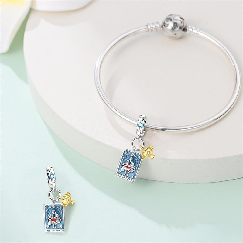 Copper Tarot Collection Pendant Diy Queen Scepter Beads Fit 3Mm Original Bracelet Jewelry Birthday Party Gifts