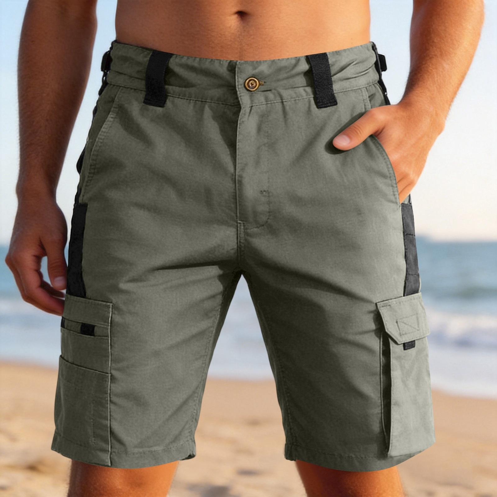 

Men s Work Cargo Shorts Multi Pocket Lightweight Loose Fit Knee Length Shorts for Outdoor Construction and Casual Wear L армия зеленый