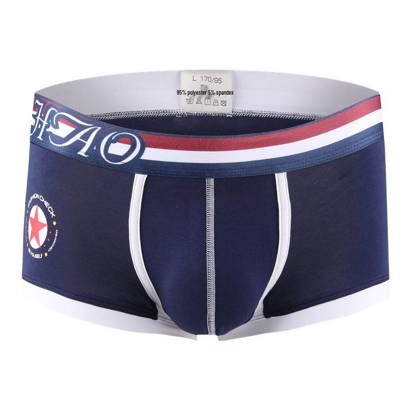 Topsun Men's Low Waist Breathable Cotton Boxer Briefs - Youth Fashion Printed Trunks