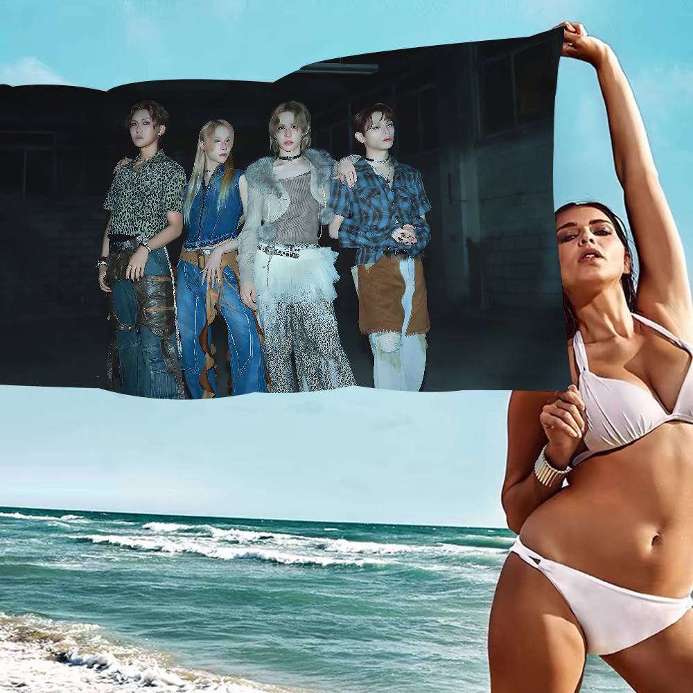 Popular Kpop Group X-XLov Microfiber Blanket Quick Drying Beach Towels Oversized Printing Super Absorbent Pool Towel Blanket