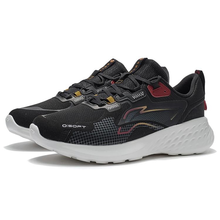 Li Ning SOFT ELEMENT Cushioning Slip Resistant Abrasion Resistant Low top Casual Shoes Men's Black AGLS011-4
