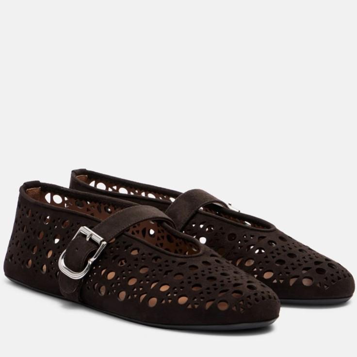 

Sheepskin version~ Spring and summer new Mary Jane single shoes women s sheepskin round head breathable inner height increase one-word buckle hollow 40 синий