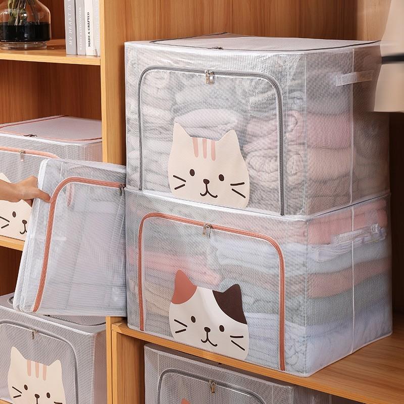 Transparent Storage Box Foldable Large Capacity Clothes Organizer For Bedroom And Closet