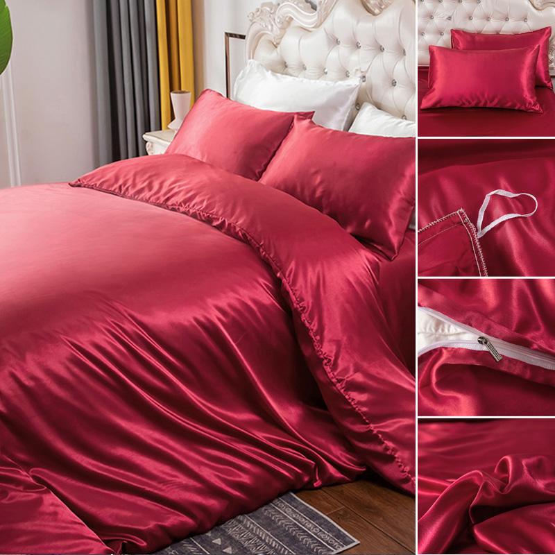 Bedding Duvet Cover Set Soft Silky Textured Comforter Cover with Corner Ties and Zipper Closure, Envelop Pillowcase