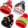 LED Christmas 3D Embroidery Image Unisex Winter Beanie Cap with Light Up Colorful LEDs for Beach & New Year