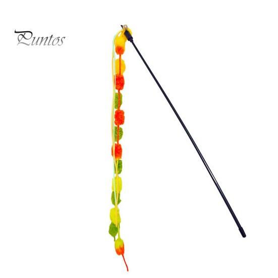 Cats Wand Toy Cat Teaser Stick Bending Resistance Bite-resistant Non Shedding Crisp Bell Colored Yarn Ball Flexible Rod 51cm Pet Accessories
