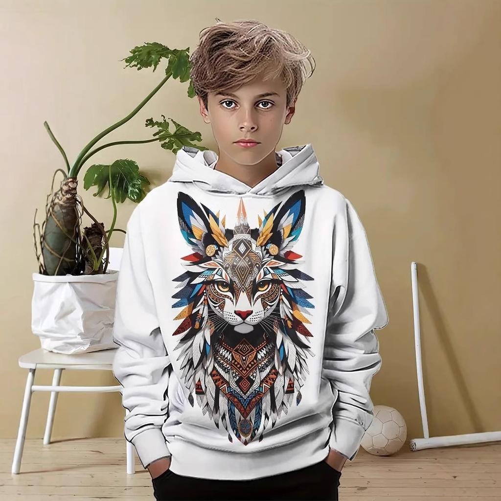 Autumn Cute Cartoon Animal Pattern 3D Printed Hoodies Fashionable Casual Sports Long Sleeved Children's Boy Hooded Sweatshirts
