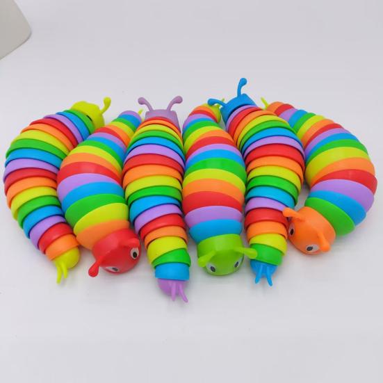 Stress Relief Slug Fidget Toy Articulated Stretch Caterpillar Sensory Toy Portable Travel Bendable Colorful Worm Toy Party Favors