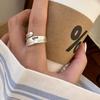Modern Korean Geometric Ring For Women With Distinctive Wide Design Band