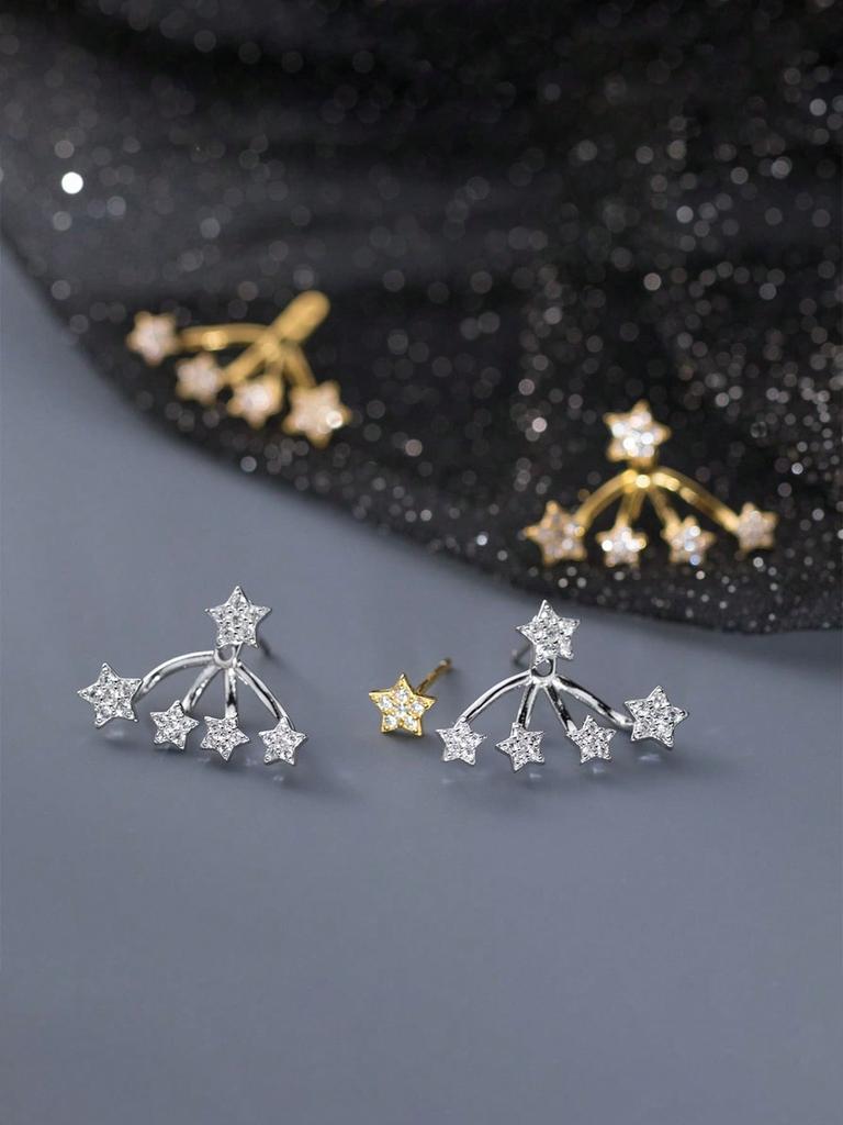 1 Pair Of Sparkling Diamond Star Earrings For Women, Niche, Light Luxury, High-End, Compact And Exquisite Temperament Earrings And Earrings