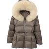 New women's winter real fox fur collar short hooded white duck down jacket women close waist and look thin