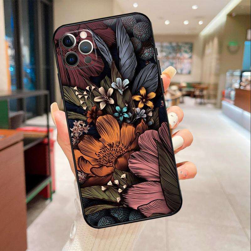 Painting Flowers Nature Leaves Phone Case For iPhone 17 16 15 14 13 12 11 Pro Max mini 16 Plus 16e 17 Air Protective Cover