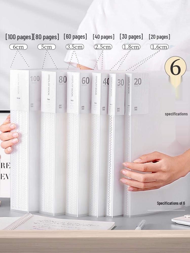 Transparent A4 Binder for Primary Students: 60-Page Insert Book, 100 Folders, Certificate Storage