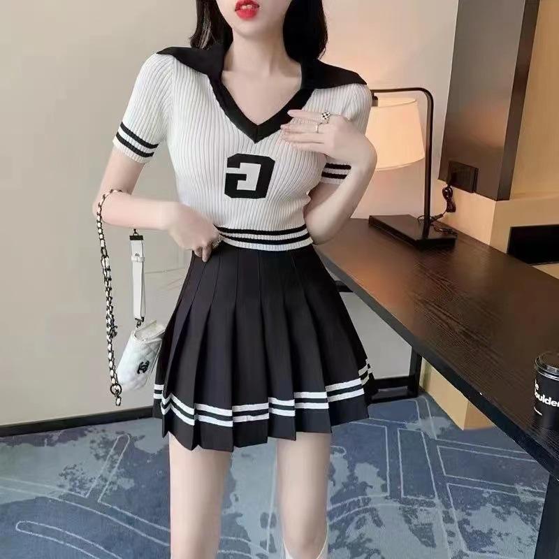 High-waisted A-word Women Pleated Skirt Elastic Waist Thin Slim Shorts Inside Anti-glare Spring Summer