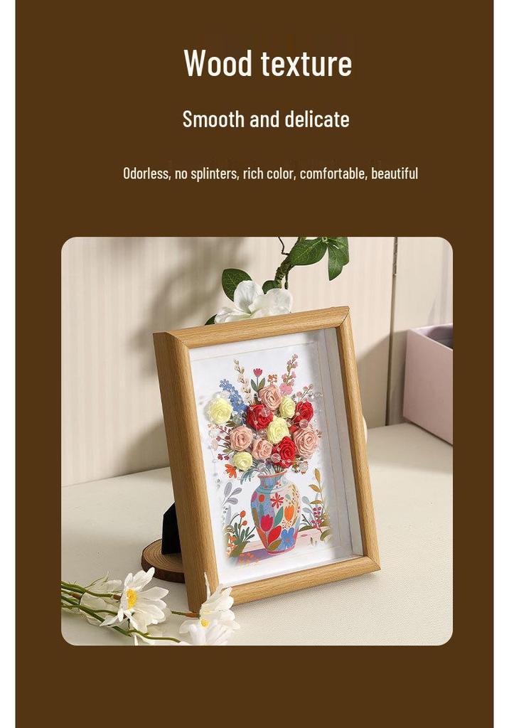 DIY Birthday Gift Kit: Handmade Rose Flower Ornaments & Photo Frame Materials