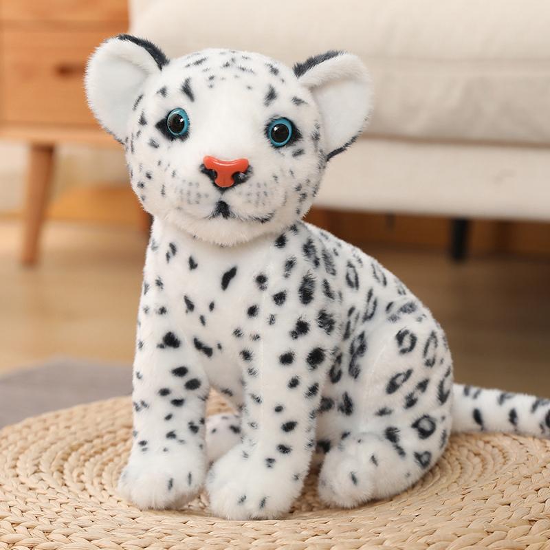 

28/32cm Simulation White Leopard Lifelike Animal Plushie Sitting Spotted Leopard Nice Gifts Ideal For Friends Home Decro 32cm