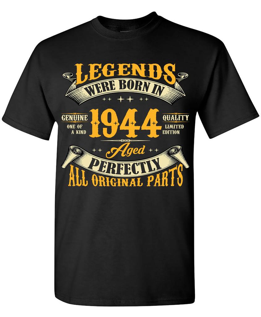 80th Birthday Shirt for Men, Legends Were Born In 1944 Vintage 80 Years Old Tee T-Shirt Fashion Cotton O-Neck Tees 50708