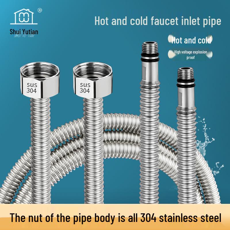 304 Stainless Steel Corrugated Explosion-Proof Hose for Hot/Cold Water Faucets and Sinks