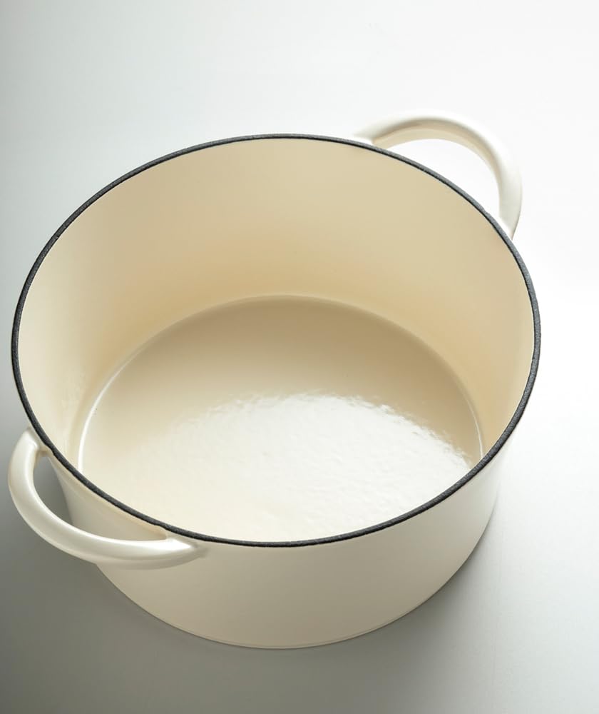 Ishigaki Cast Iron Bon Bonnaire 20cm Cocotte, Gas/IH Compatible, Ivory,