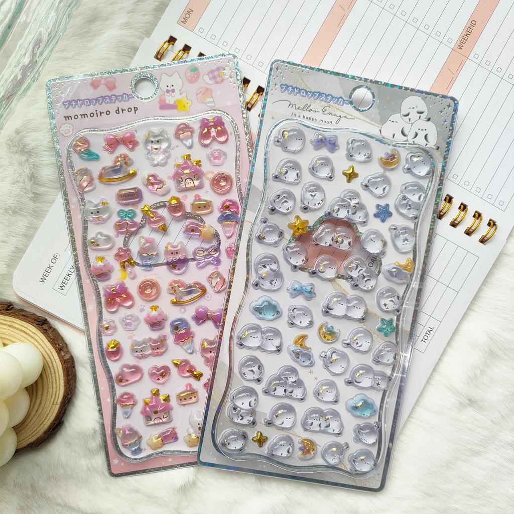 Japanese Kawaii Cute Animal Stickers - 1/2Pcs Mini 3D Relief Decals, Perfect for School Diary Stationery Kawaii DIY