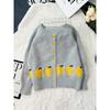 Women S Casual Long Sleeve Round Neck Lemon Jacquard Button Knit Cardigan Sweater