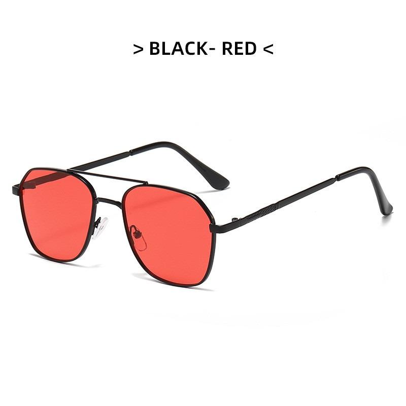 Metal Frame Square Sunglasses Chic UV Protection Double Beam Double Beam Sunglasses Fashionable Square Lens Metal Sunglasses