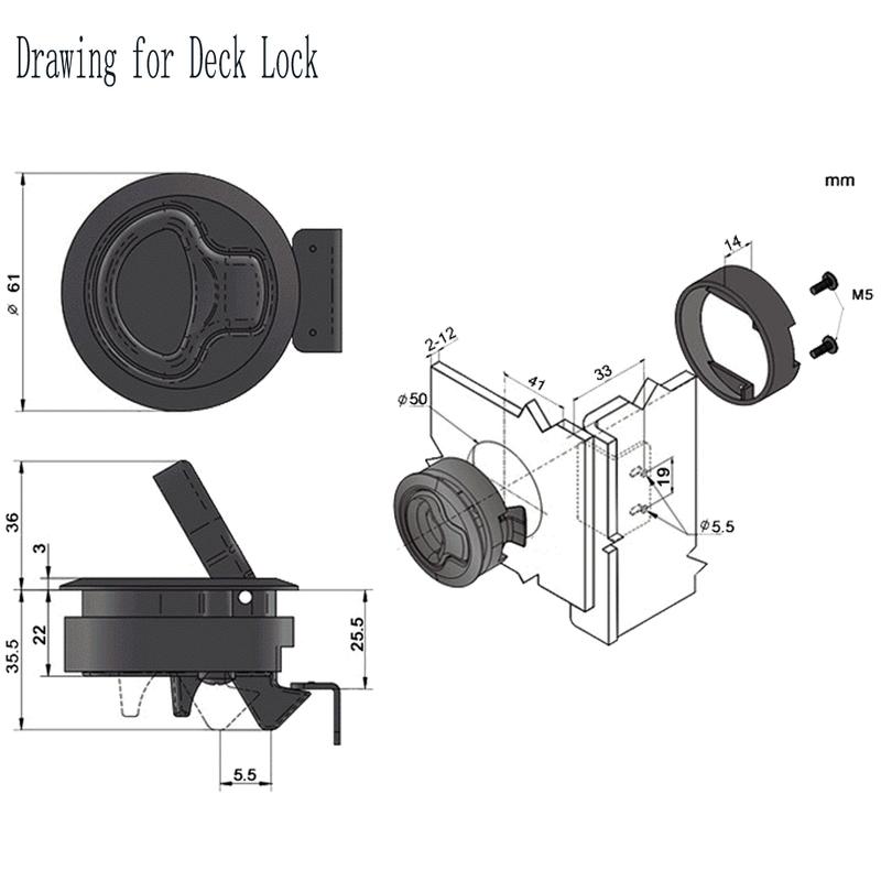 Round Flush Mount Hatch Plastic Handle Flush Marine Latch Cabinet Lift Pull Handle for RV Boat Deck Lock Stainless Steel Custom
