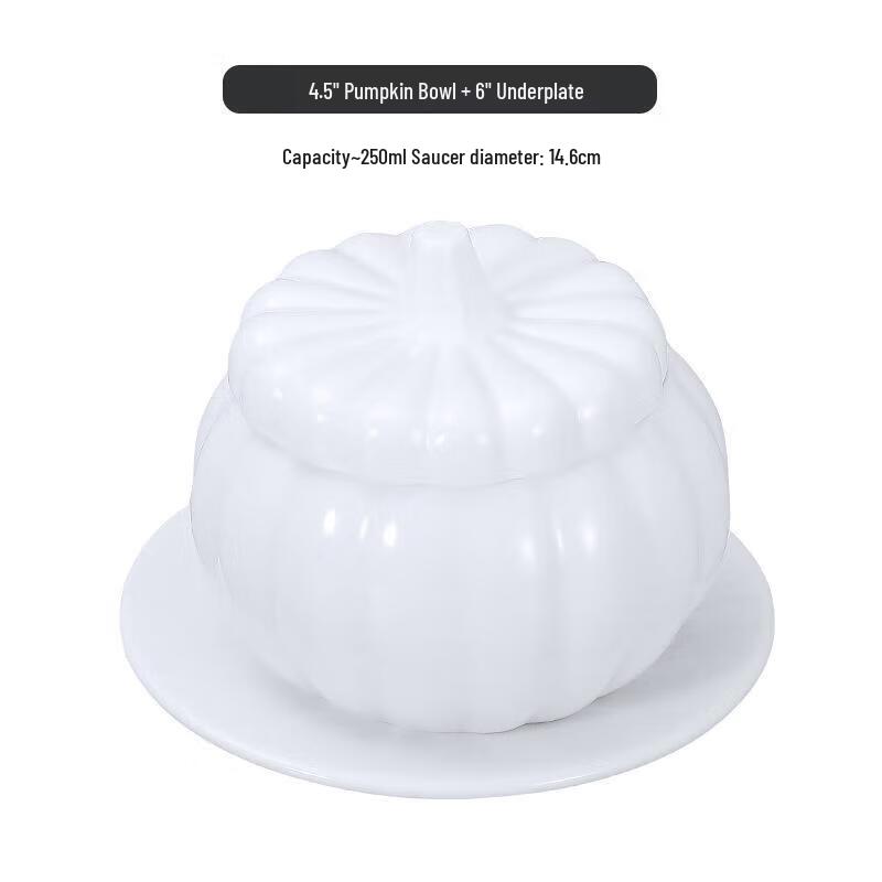 Huihuang 4.5-inch Ceramic Pumpkin Stew Pot & Saucer Set - 10 Pack