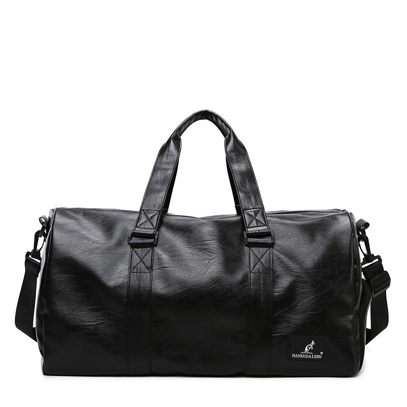 Herrars PU-reseväska med stor kapacitet, med våt/torr separation, crossbody handväska, högkvalitativ sport- och träningsutrustning.