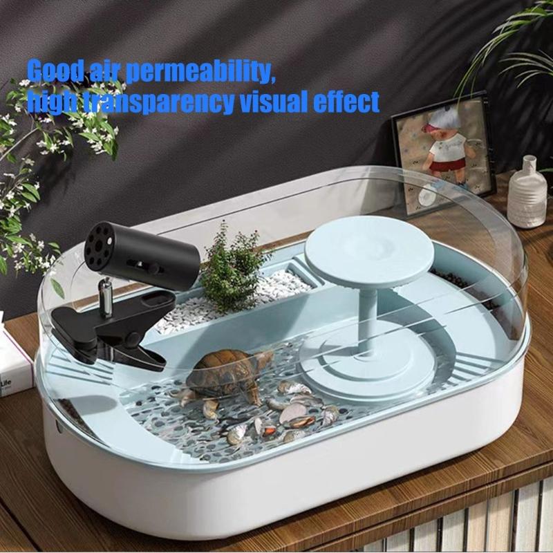 Indoor Bird Bath Tub for Small Companion Birds with Water Pump, Plastic Bath Tray and Clear Wall for Daily Use