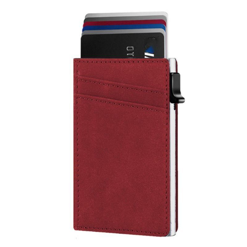 

Metal card bag Men s and women s RFID anti-theft brush Side push Metal aluminum alloy card bag Multi-card position wallet card box